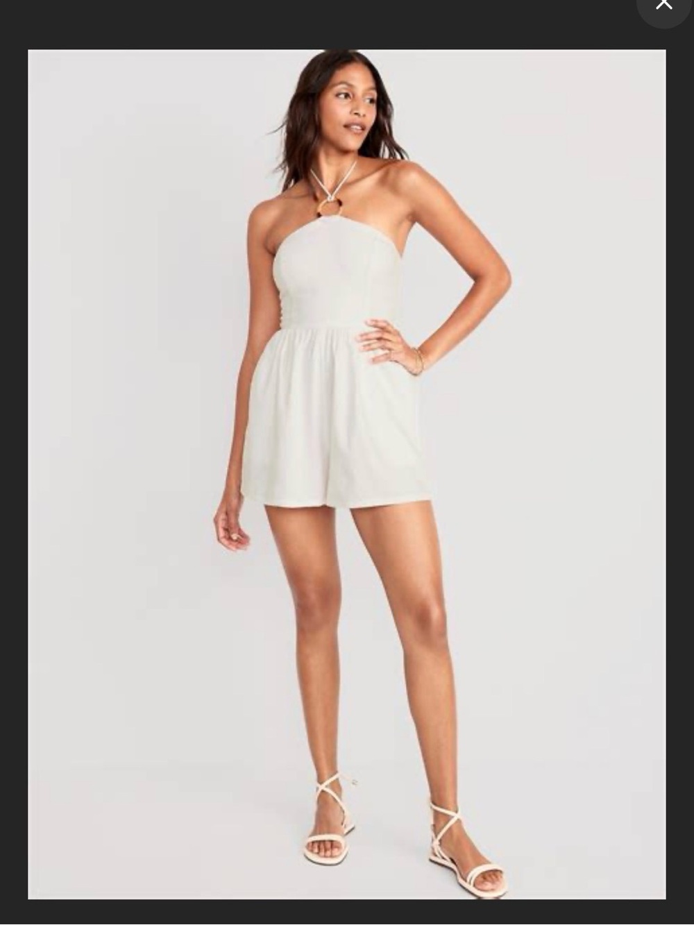 Old Navy White Strapless Halter Romper with Smocked Bodice